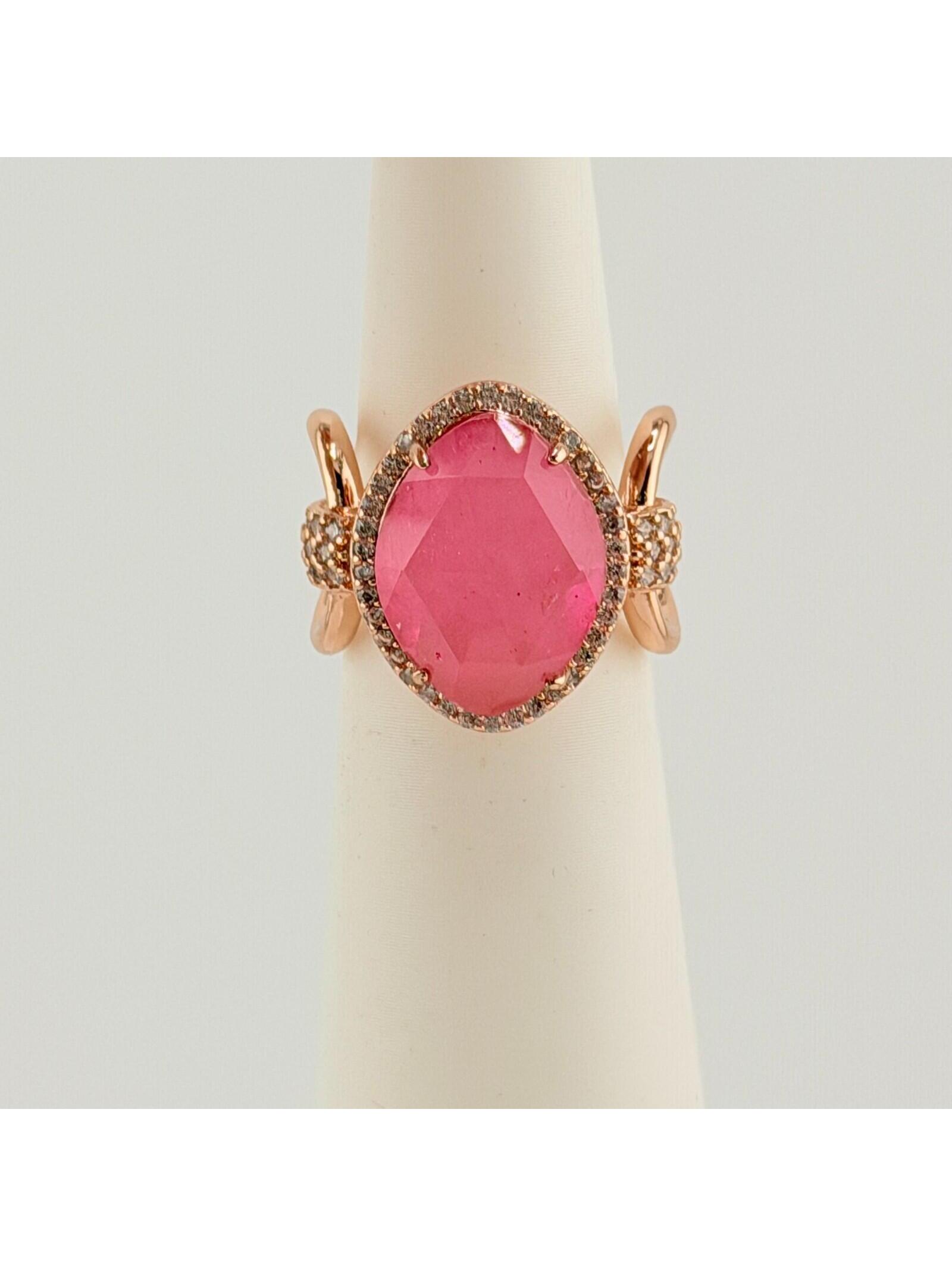 Bomb Party Resort Wear Ring Sz 6 "Waterstar Glam" Pink Topaz On Rose Gold